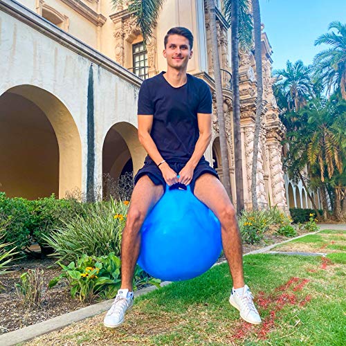 AppleRound Space Hopper Ball: 28in/70cm Diameter for Ages 13 and Up, Pump Included (Hop Ball, Kangaroo Bouncer, Hoppity Hop, Sit and Bounce, Jumping Ball)