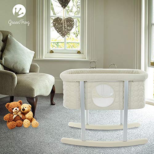 Baby Bassinet Cradle Includes Gentle Rocking Feature, Great for Newborns and Infants Safe Mattress Includes Wheels for Easy Movement High End Washable Fabric Lightweight