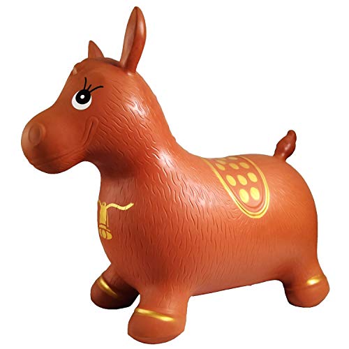 AppleRound Horse Bouncer with Hand Pump, Brown, Inflatable Space Hopper, Ride-on Bouncy Animal