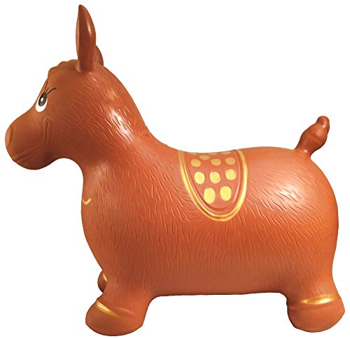 AppleRound Horse Bouncer with Hand Pump, Brown, Inflatable Space Hopper, Ride-on Bouncy Animal