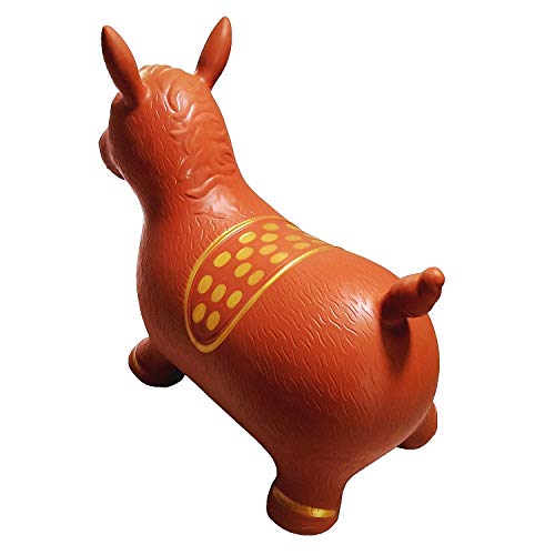 AppleRound Horse Bouncer with Hand Pump, Brown, Inflatable Space Hopper, Ride-on Bouncy Animal
