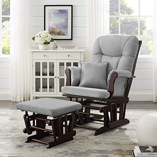 Angel Line Monterey Glider and Ottoman Cushion, Espresso/Grey