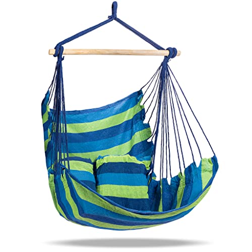 Sorbus Hanging Rope Hammock Chair Swing Seat for Any Indoor or Outdoor Spaces- Max. 265 Lbs -2 Seat Cushions Included