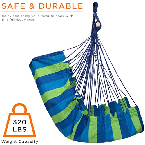 Sorbus Hanging Rope Hammock Chair Swing Seat for Any Indoor or Outdoor Spaces- Max. 265 Lbs -2 Seat Cushions Included