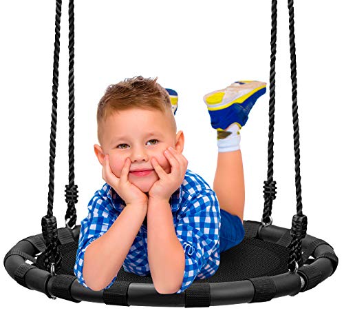 Sorbus Spinner Swing  Kids Round Mat Swing  Great for Tree, Swing Set, Backyard, Playground, Playroom  Accessories Included [New Improved 2020 Design!] (24" Mat Seat)