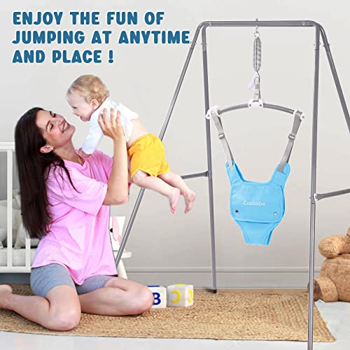 Baby Jumper with Stand, Baby Jumpers and Bouncers, Baby Exerciser Suitable for 6-24 Months, Easy to Assemble & Store Jumper for Baby (Blue)