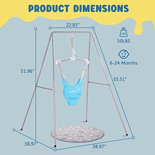 Baby Jumper with Stand, Baby Jumpers and Bouncers, Baby Exerciser Suitable for 6-24 Months, Easy to Assemble & Store Jumper for Baby (Blue)