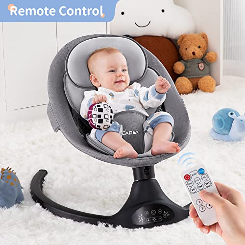 Larex Baby Swing for Infants | Electric Bouncer for Babies,Portable Swing for Baby Boy Girl,Remote Control Indoor Baby Rocker with 5 Sway Speeds,3 Seat Positions,10 Music and Bluetooth,Aluminum