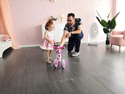 allobebe Baby Balance Bike, Cute Toddler Bikes 12-36 Months Gifts for 1 Year Old Girl Bike to Train Baby from Standing to Running with Adjustable Seat Silent & Soft 3 Wheels