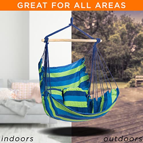 Sorbus Hanging Rope Hammock Chair Swing Seat for Any Indoor or Outdoor Spaces- Max. 265 Lbs -2 Seat Cushions Included