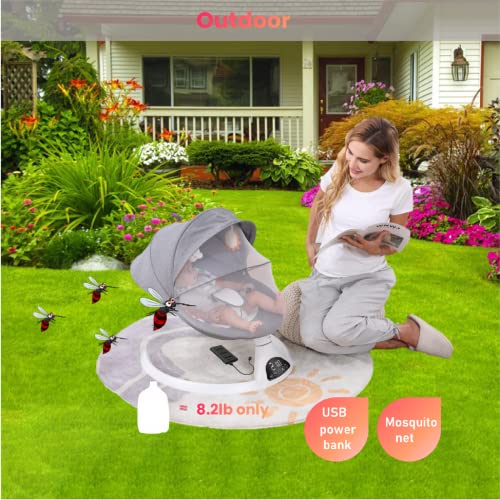 Addweet Baby Swings for Infants, Portable Bluetooth Enabled Baby Rocker with 5 Natural Swing Ranges & 10 Preset Sleep Music, Auto-Sensing Start-Stop System, Remote Control Newborn Swing (Grey)
