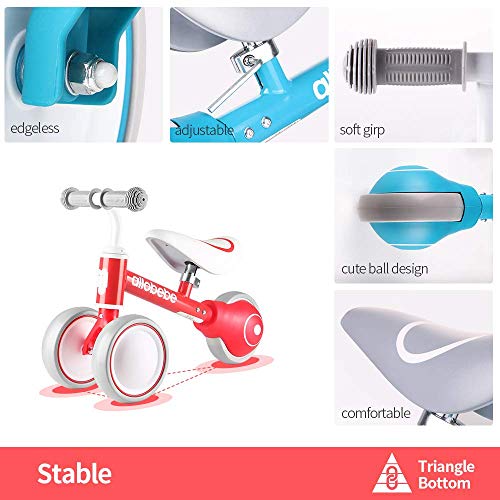 allobebe Baby Balance Bike, Cute Toddler Bikes 12-36 Months Gifts for 1 Year Old Girl Bike to Train Baby from Standing to Running with Adjustable Seat Silent & Soft 3 Wheels
