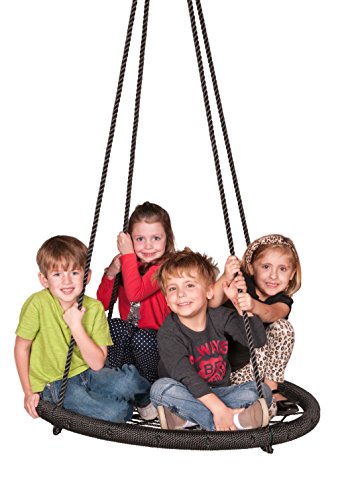 M & M Sales Enterprises MM00124Web Riderz Outdoor Swing N' Spin- Safety Rated to 600 lb, 39 inch Diameter, Adjustable Hanging Ropes, Ready to Hang and Enjoy as a Family, Black