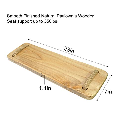 Aoneky Waterproof Wood Swing, Kids Children Tree Swing Seat, Adult Backyard Outdoor Replacement Rope Wooden Swing Set, Round 23" x 8"