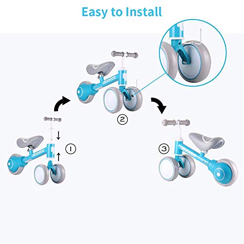 allobebe Baby Balance Bike, Cute Toddler Bikes 12-36 Months Gifts for 1 Year Old Girl Bike to Train Baby from Standing to Running with Adjustable Seat Silent & Soft 3 Wheels