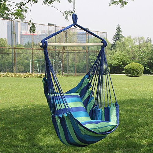 Sorbus Hanging Rope Hammock Chair Swing Seat for Any Indoor or Outdoor Spaces- Max. 265 Lbs -2 Seat Cushions Included