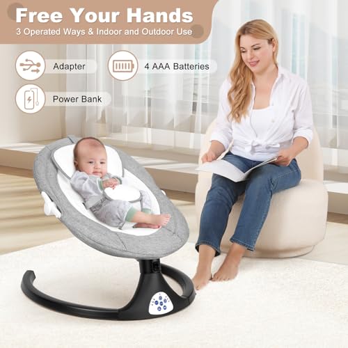 Electric Baby Swing with 5 Speeds, 10 Lullabies