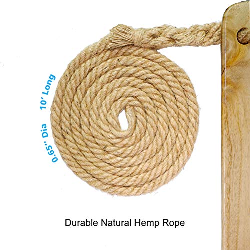 Aoneky Waterproof Wood Swing, Kids Children Tree Swing Seat, Adult Backyard Outdoor Replacement Rope Wooden Swing Set, Round 23" x 8"