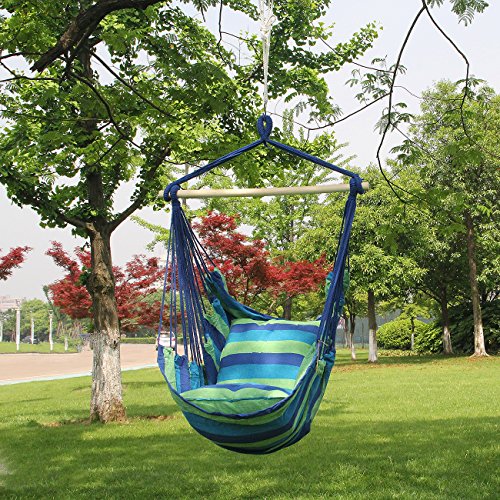 Sorbus Hanging Rope Hammock Chair Swing Seat for Any Indoor or Outdoor Spaces- Max. 265 Lbs -2 Seat Cushions Included