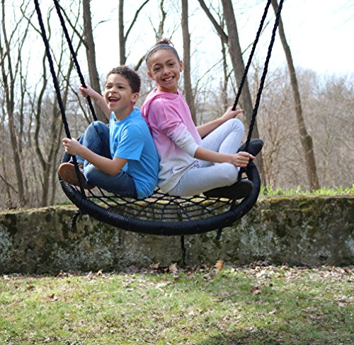 M & M Sales Enterprises MM00124Web Riderz Outdoor Swing N' Spin- Safety Rated to 600 lb, 39 inch Diameter, Adjustable Hanging Ropes, Ready to Hang and Enjoy as a Family, Black