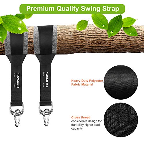 Smaid Tree Swing Hanging Straps Kit Holds 3000 lbs 8ft Extra Long,2 Tree Swing Straps+2 Heavy Duty Screw Lock Carabiners+2 Tree Protectors+Swivel Fits Fast & Easy Way to Hang Any Swing or Hammock