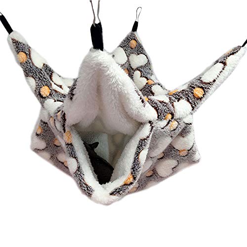 Small Pet Cage Hammock, Bunkbed Sugar Glider Hammock, Guinea Pig Cage Accessories Bedding, Warm Hammock for Parrot Ferret Squirrel Hamster Rat Playing Sleeping (Small, Coffee)