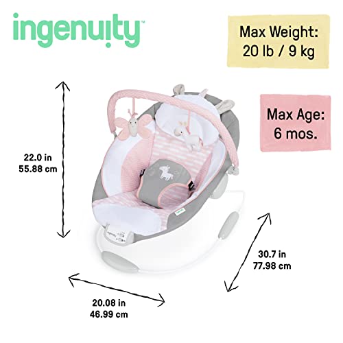 Ingenuity Vibrating Baby Bouncer- Pink Flora Unicorn