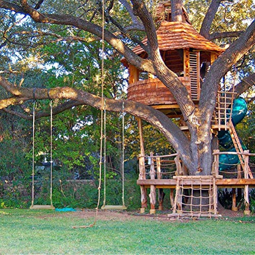 Aoneky Waterproof Wood Swing, Kids Children Tree Swing Seat, Adult Backyard Outdoor Replacement Rope Wooden Swing Set, Round 23" x 8"