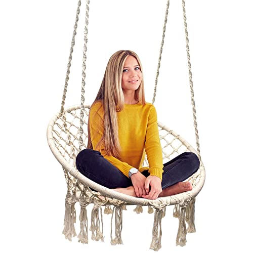 Sorbus Hammock Chair Macrame Swing, 265 Pound Capacity, Perfect for Indoor/Outdoor Home, Patio, Deck, Yard, Garden (Single Swing)