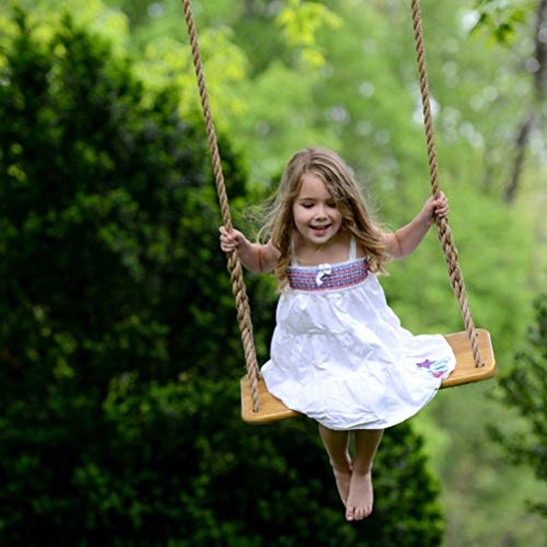Aoneky Waterproof Wood Swing, Kids Children Tree Swing Seat, Adult Backyard Outdoor Replacement Rope Wooden Swing Set, Round 23" x 8"