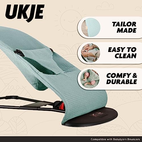 UKJE Protective Cover Compatible with Babybjorn Bouncers, Baby Bouncer Cover, Compatible Cover Over The Baby Bjorn Bouncer, Baby Bouncer Cozy, Soft & Stylish Cover, Handmade in Europe - Jade Waffle