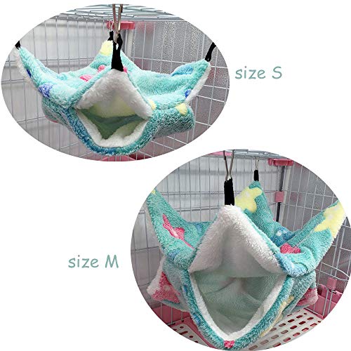 Small Pet Cage Hammock, Bunkbed Sugar Glider Hammock, Guinea Pig Cage Accessories Bedding, Warm Hammock for Parrot Ferret Squirrel Hamster Rat Playing Sleeping (Small, Coffee)
