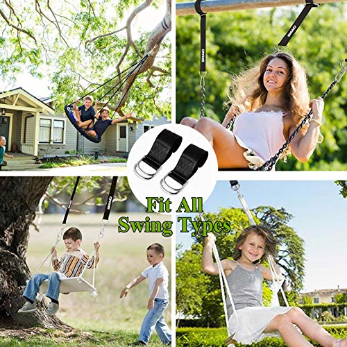 Smaid Tree Swing Hanging Straps Kit Holds 3000 lbs 8ft Extra Long,2 Tree Swing Straps+2 Heavy Duty Screw Lock Carabiners+2 Tree Protectors+Swivel Fits Fast & Easy Way to Hang Any Swing or Hammock