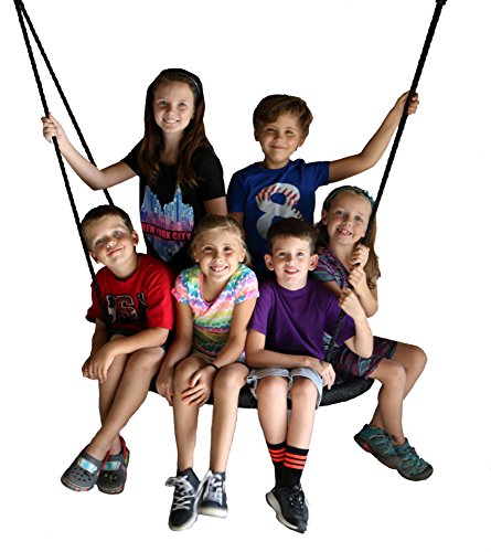 M & M Sales Enterprises MM00124Web Riderz Outdoor Swing N' Spin- Safety Rated to 600 lb, 39 inch Diameter, Adjustable Hanging Ropes, Ready to Hang and Enjoy as a Family, Black
