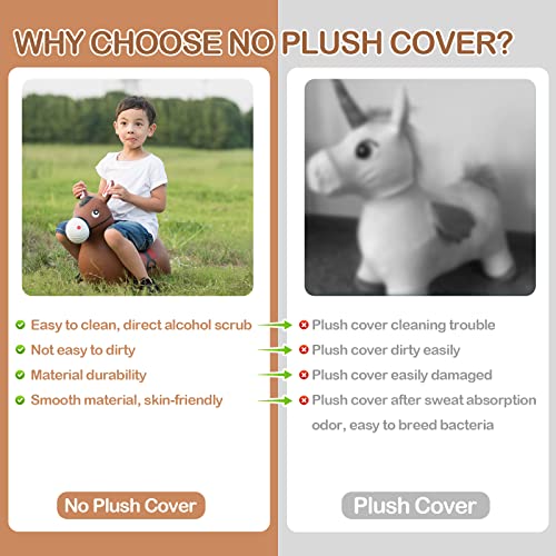 Inpany Bouncy Horse Hopper- Brown Inflatable Jumping Horse, Ride on Rubber Bouncing Animal Toys for Kids/ Toddlers/ Children/ Boys/ Girls ( Pump Included)