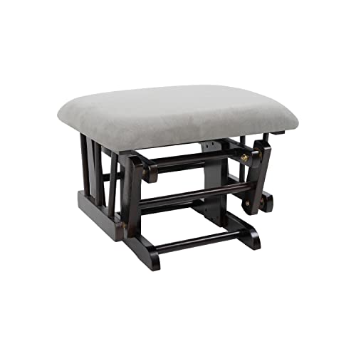 Nursery Glider & Ottoman Sets, Reclining Swivel Glider Rocker with Ottoman, Nursery Rocking Chair for Baby Room, Upholstered Nursery Recliner Glider with Ottoman, Padded Arms - Espresso, Dark Gray