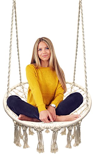 Sorbus Hammock Chair Macrame Swing, 265 Pound Capacity, Perfect for Indoor/Outdoor Home, Patio, Deck, Yard, Garden (Single Swing)