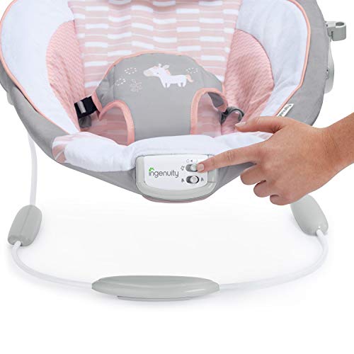 Ingenuity Vibrating Baby Bouncer- Pink Flora Unicorn