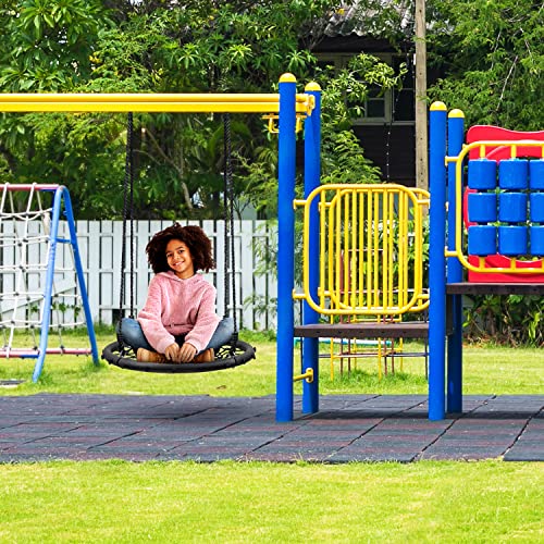 Sorbus Spinner Swing  Kids Round Web Swing  Great for Tree, Swing Set, Backyard, Playground, Playroom  Accessories Included [New Improved 2020 Design!] (24" Net Seat)
