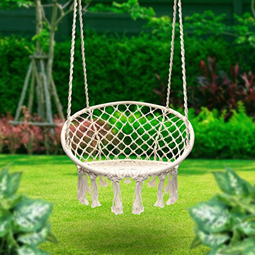 Sorbus Hammock Chair Macrame Swing, 265 Pound Capacity, Perfect for Indoor/Outdoor Home, Patio, Deck, Yard, Garden (Single Swing)