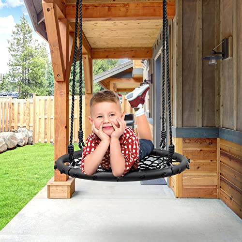 Sorbus Spinner Swing  Kids Round Web Swing  Great for Tree, Swing Set, Backyard, Playground, Playroom  Accessories Included [New Improved 2020 Design!] (24" Net Seat)