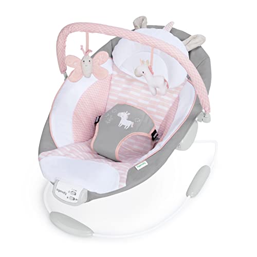 Ingenuity Vibrating Baby Bouncer- Pink Flora Unicorn