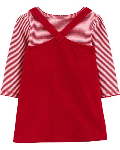 Carter's 3-Piece Holiday Red Striped Bodysuit & Santa Jumper Set with Tights (Red/White, 3 Months)