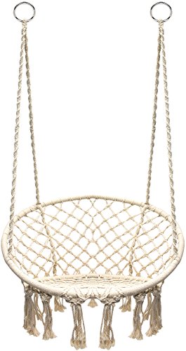 Sorbus Hammock Chair Macrame Swing, 265 Pound Capacity, Perfect for Indoor/Outdoor Home, Patio, Deck, Yard, Garden (Single Swing)
