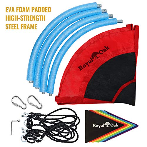 Saucer Tree Swing ,Giant 40 Inches with Carabiners and Flags, 700 lb Weight Capacity, Steel Frame, Waterproof, Easy to Install with Step by Step Instructions, Non-Stop Fun! (Red)