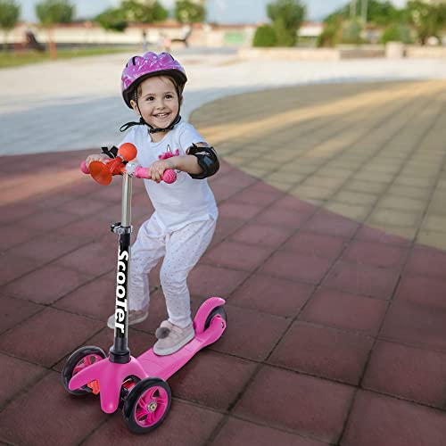 Scooters for Kids Toddler Scooter - Deluxe Aluminum 3 Wheel Glider w/ Kick n Go, Lean 2 Turn Wheels, Step 4 Brake, Toddlers Training Three Wheeled Kid Ride on Toys Best for Little Boys & Girls - Pink
