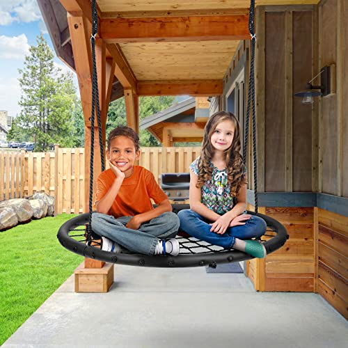 Sorbus Spinner Swing  Kids Round Web Swing  Great for Tree, Swing Set, Backyard, Playground, Playroom  Accessories Included [New Improved 2020 Design!] (40" Net Seat)