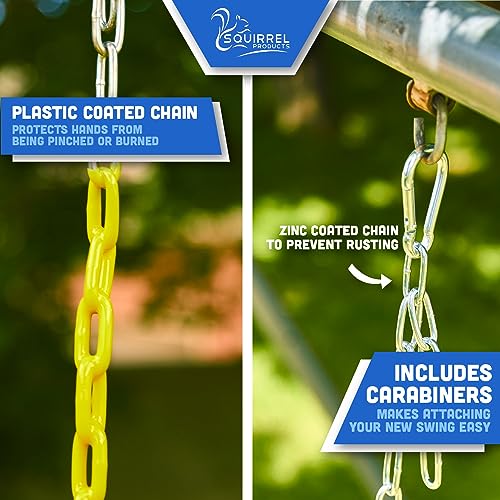 Squirrel Products Heavy Duty Swing Seat - Swing Set Accessories Swing Seat Replacement and Carabiners for Easy Install - Green