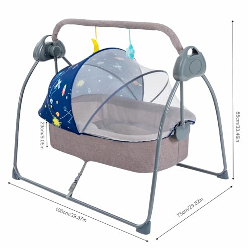 Electric Baby Cradle Swing with Remote Control - Dark Blue