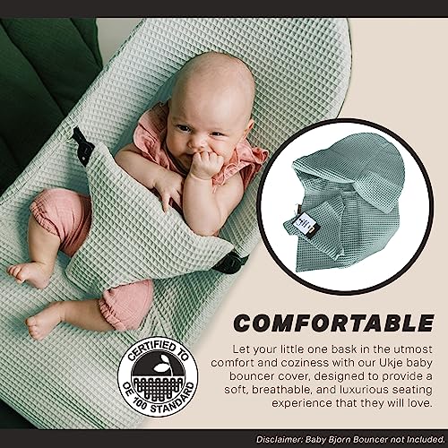 UKJE Protective Cover Compatible with Babybjorn Bouncers, Baby Bouncer Cover, Compatible Cover Over The Baby Bjorn Bouncer, Baby Bouncer Cozy, Soft & Stylish Cover, Handmade in Europe - Jade Waffle